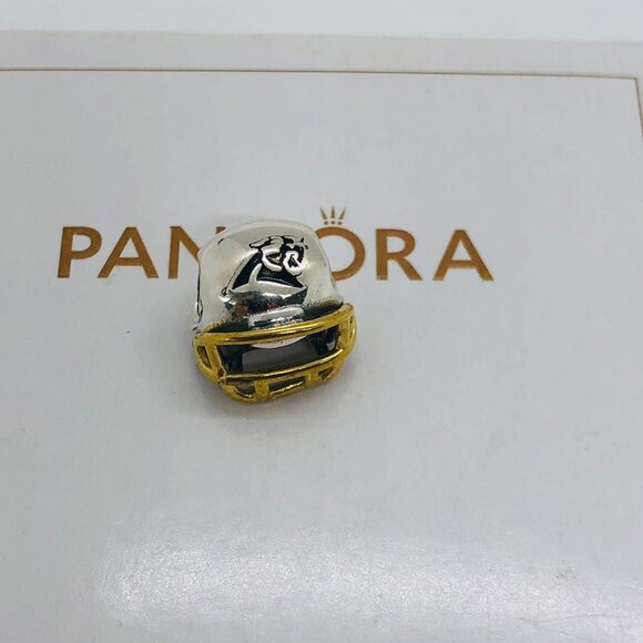 🌞📖Pandora Carolina Panthers Charm Football Helmet Charm - Picture 1 of 3